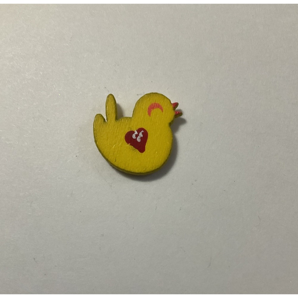 Handmade Yellow Duck Chick Wood Custom Lapel Pin Pinback Tie Tac USA Made
